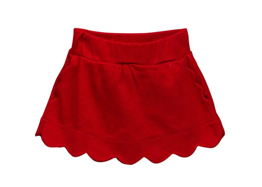 The Proper Peony Scallop Skirt- Red
