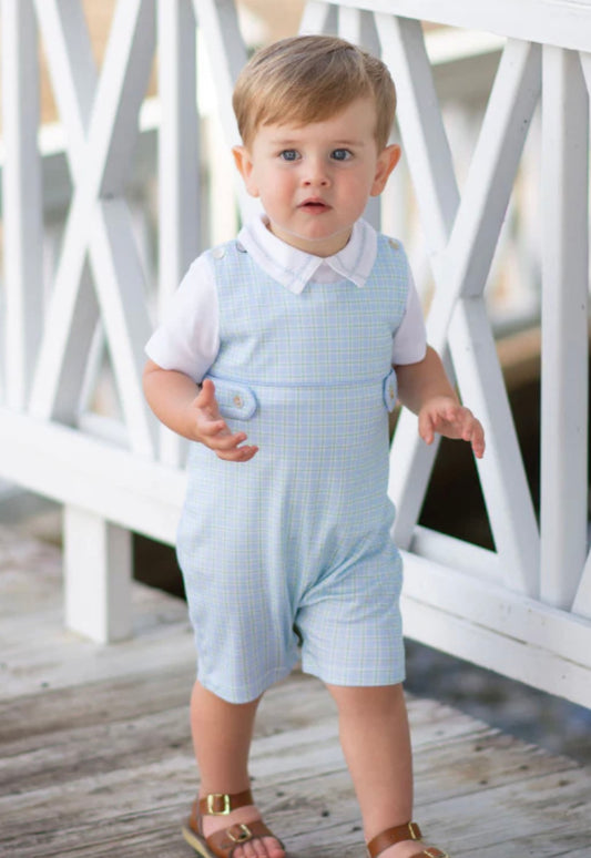 Marco and Lizzy Plaid Overall Set
