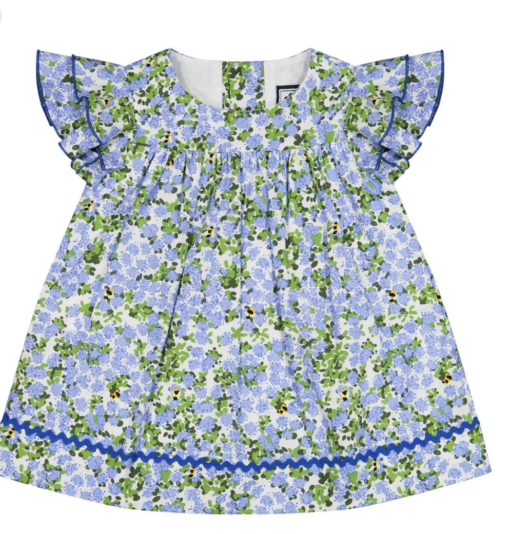 Busy Bees Maeve Baby Dress- Blue Hydrangea