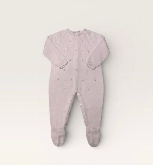 Mi Lucero Raised Dot Footed Romper- Pink