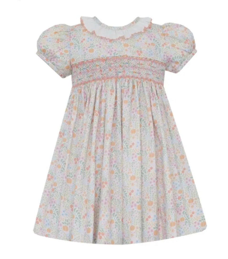 Petit Bebe Pumpkin Print Floral Dress