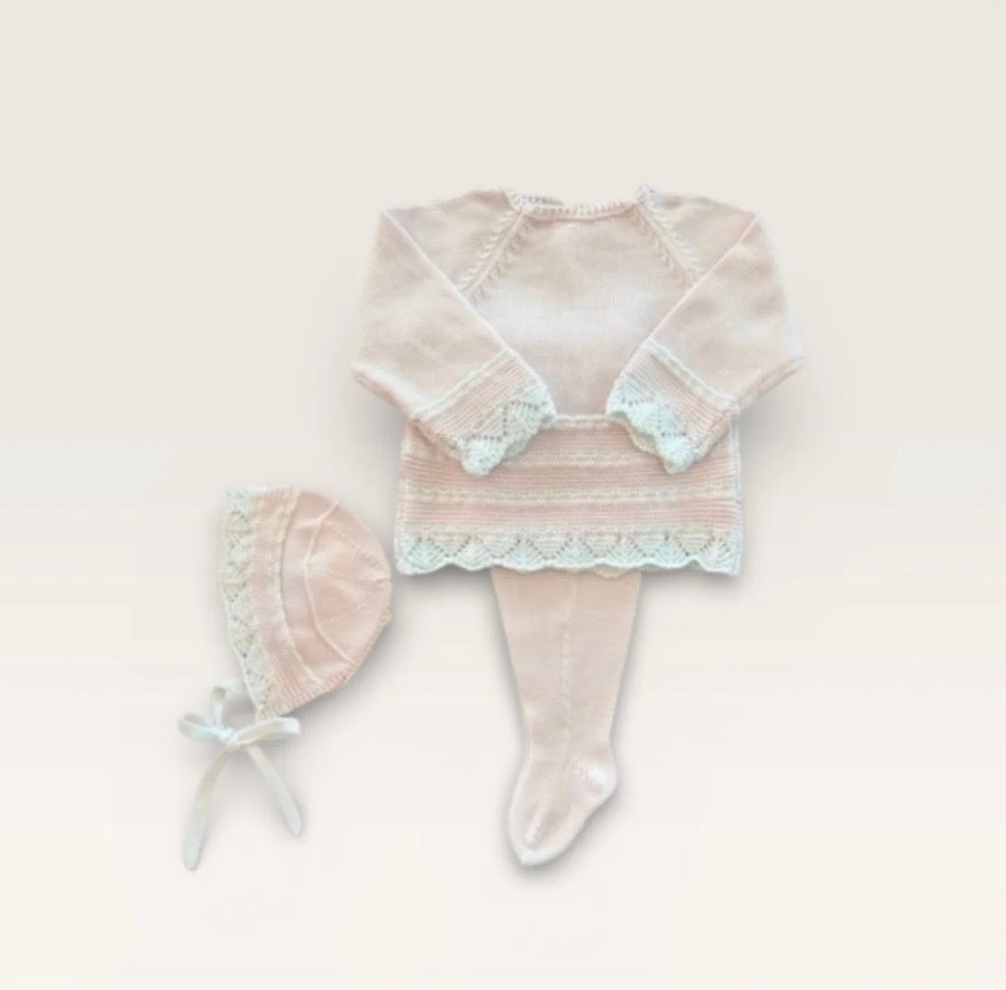 Mi Lucero Pink Stripe Layette Set