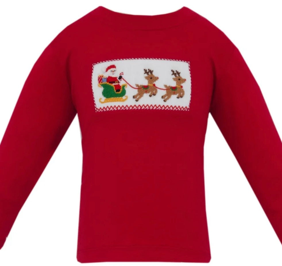 Anavini Santa Sleigh Smocked Tee