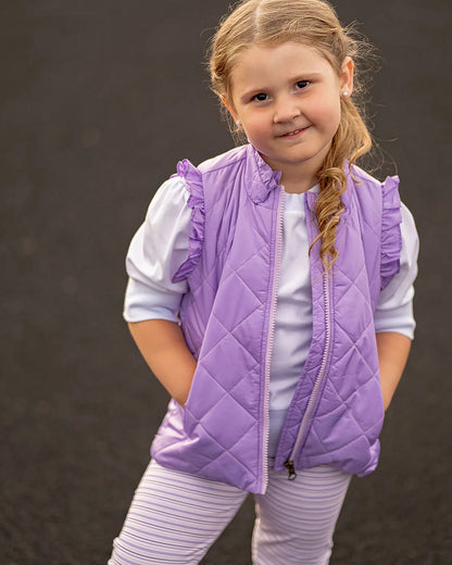 The Yellow Lamb Leggings-Purple Stripes
