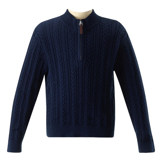 Rachel Riley Half Zip Cable Knit Sweater- Navy