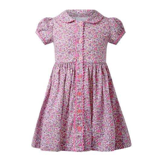 Rachel Riley Purple Floral Button Front Dress