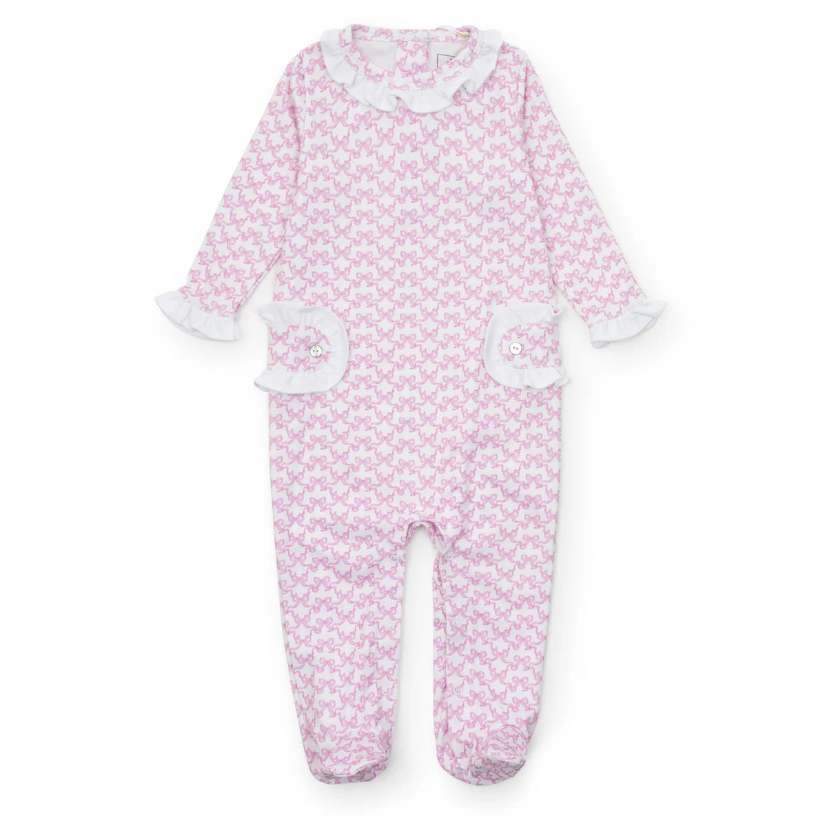 Lila and Hayes Lucy Girl's Romper- Pretty Pink Bows