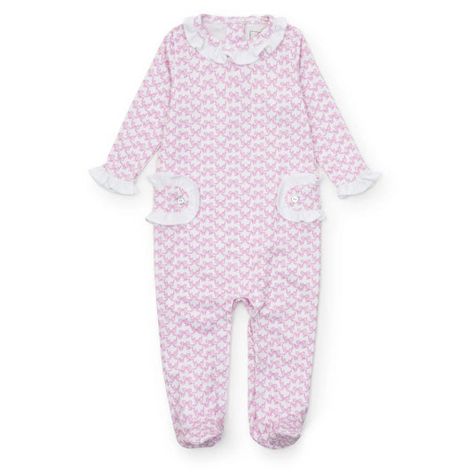 Lila and Hayes Lucy Girl's Romper- Pretty Pink Bows