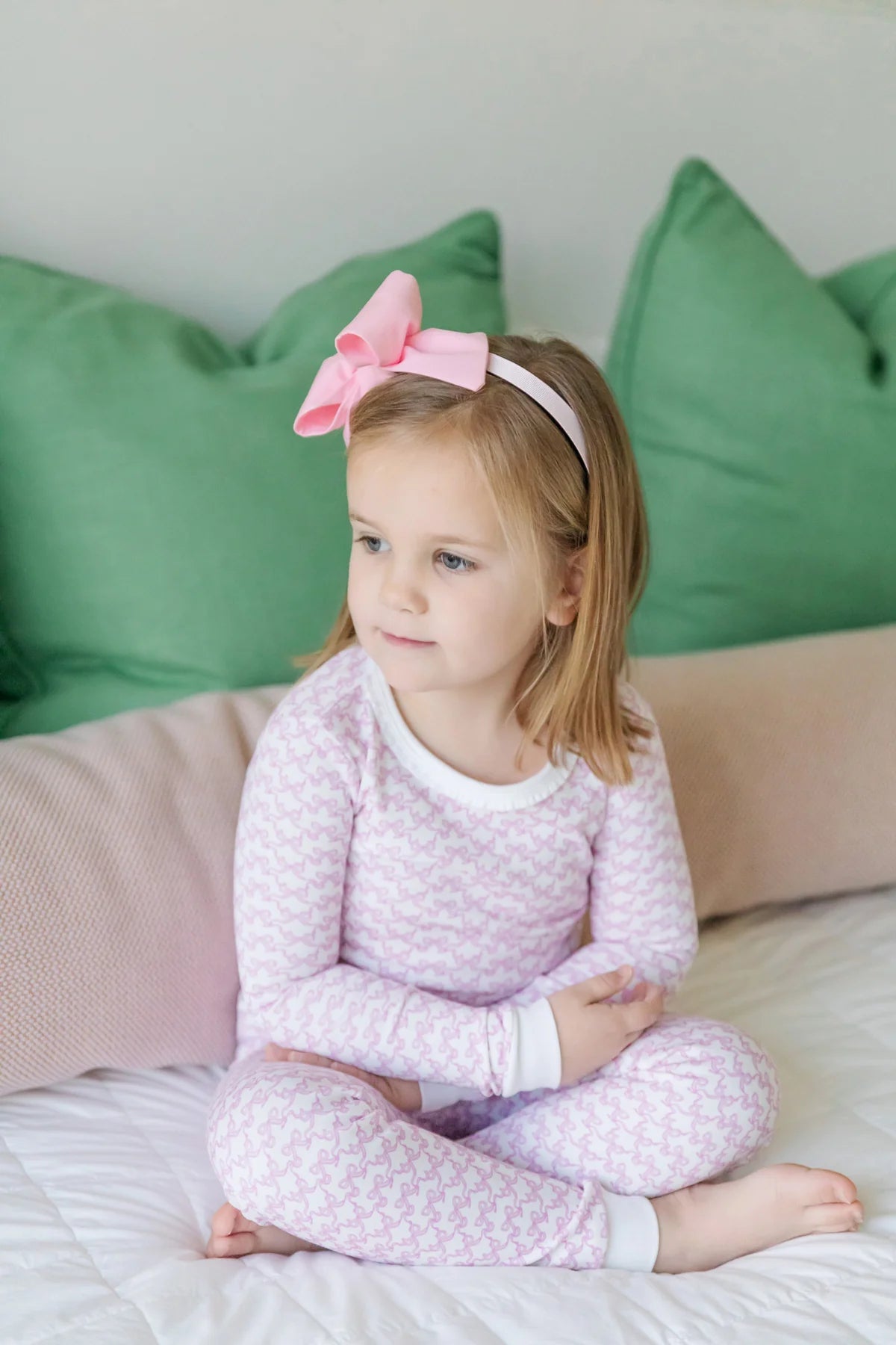 Lila and Hayes Ava Girls PJ set- Pretty Pink Bows