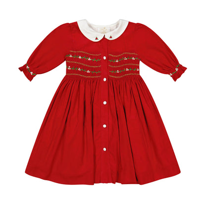 Antoinette Paris Olympe Red Holiday Smocked Dress