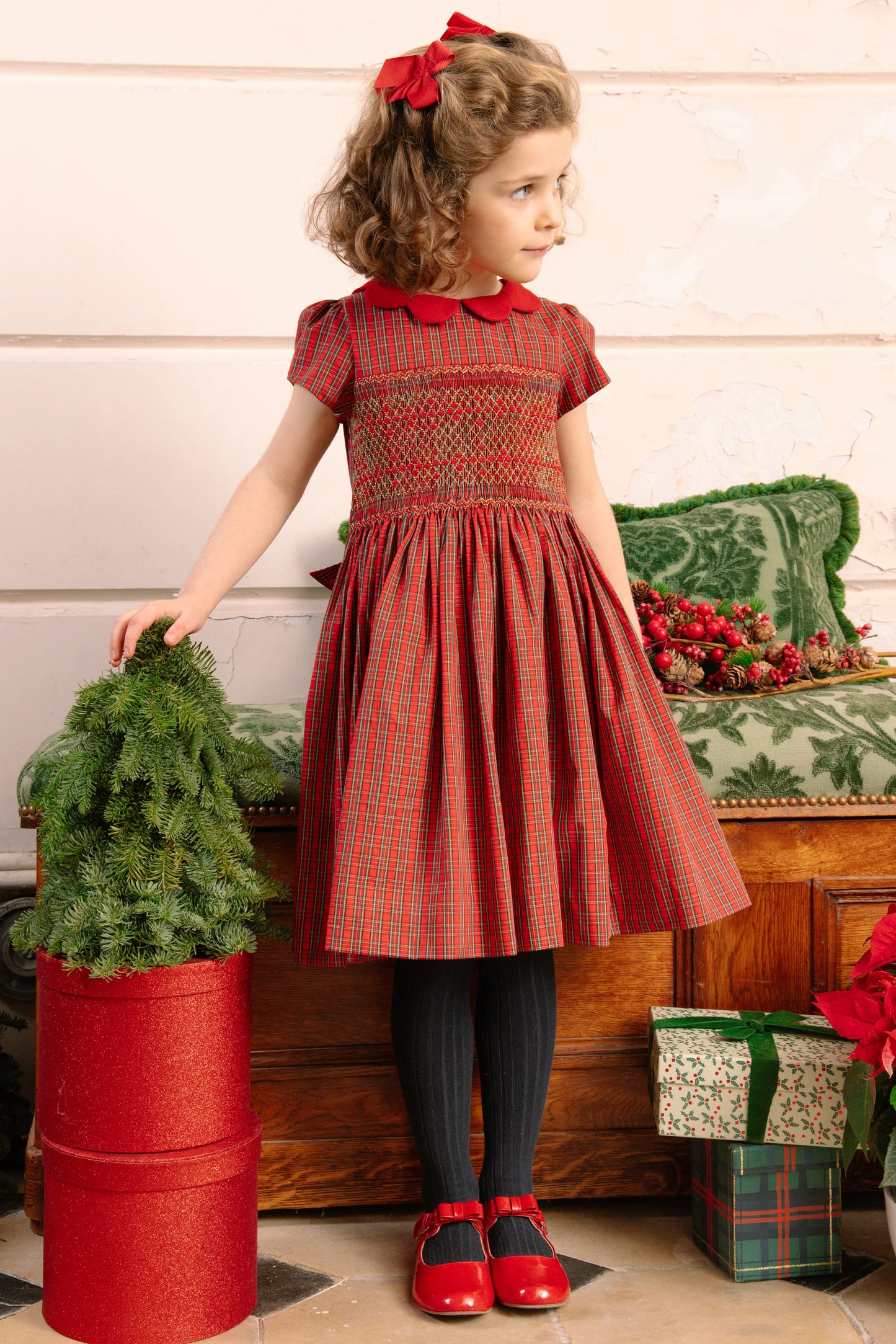 Antoinette Paris Marguerite Dress- Red Tartan