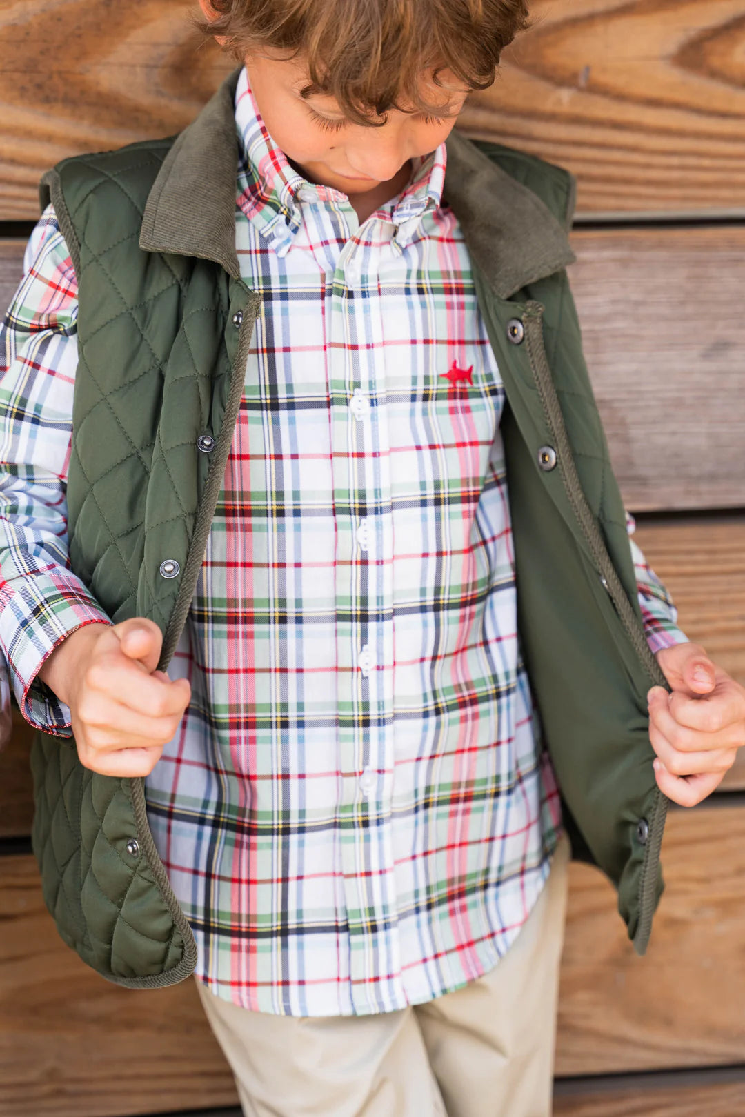 Saltwater Boys Carter Oxford Cream Plaid
