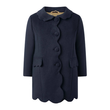 Rachel Riley Scalloped Dress Coat- Navy