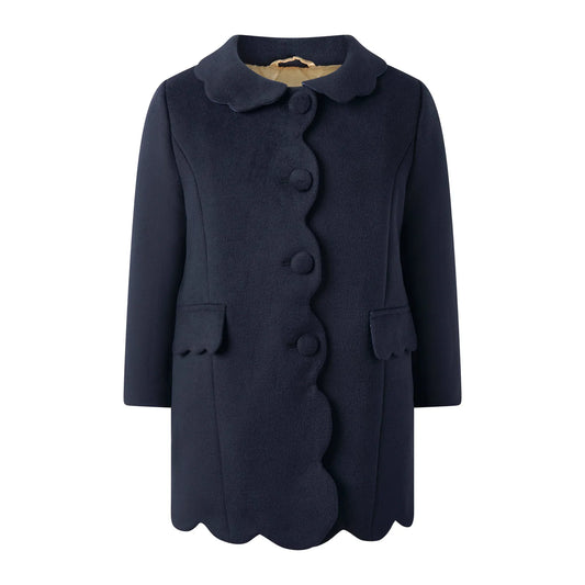 Rachel Riley Scalloped Dress Coat- Navy