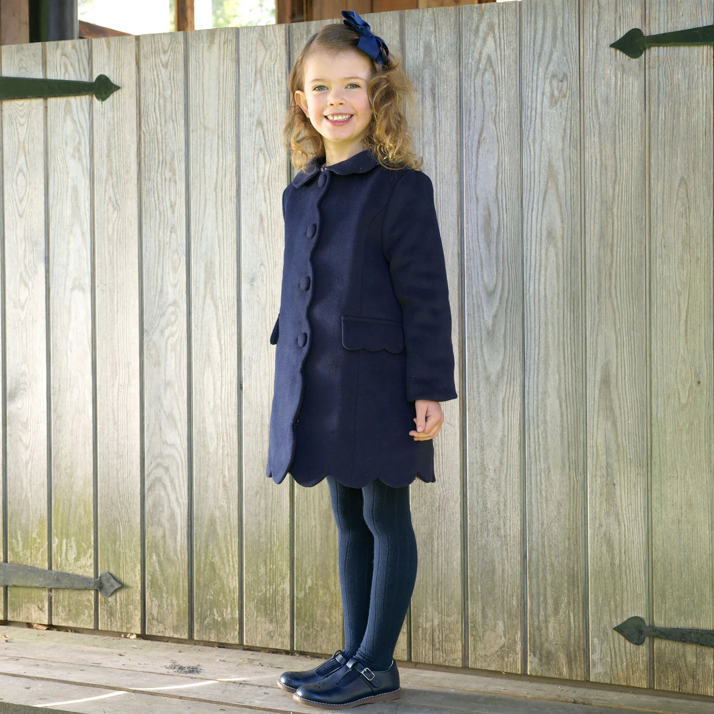 Rachel Riley Scalloped Dress Coat- Navy