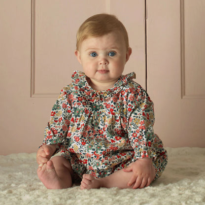 Rachel Riley Floral Frill Collar Babysuit