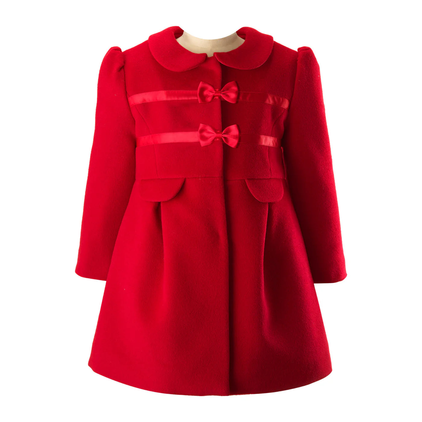 Rachel Riley Red Bow Trim Coat