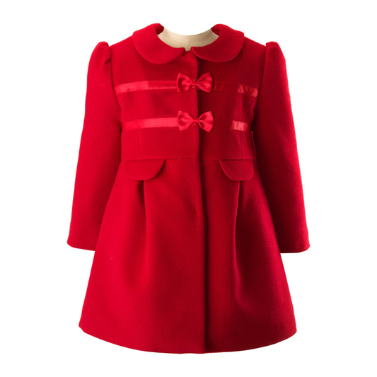 Rachel Riley Red Bow Trim Coat