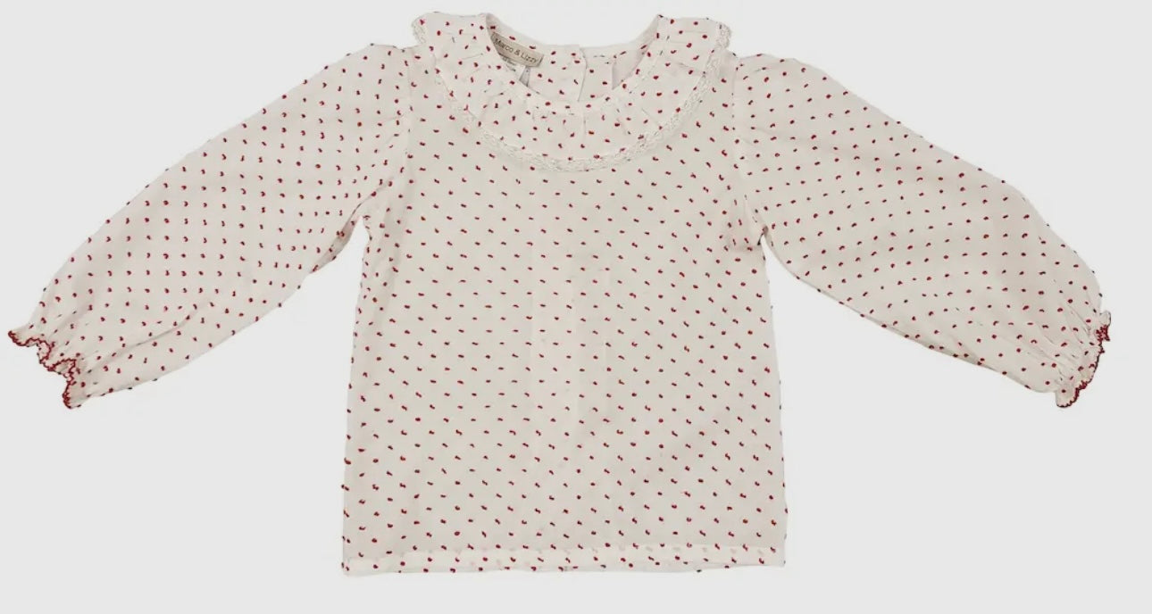 Marco and Lizzy Christmas Red Plumetti Blouse