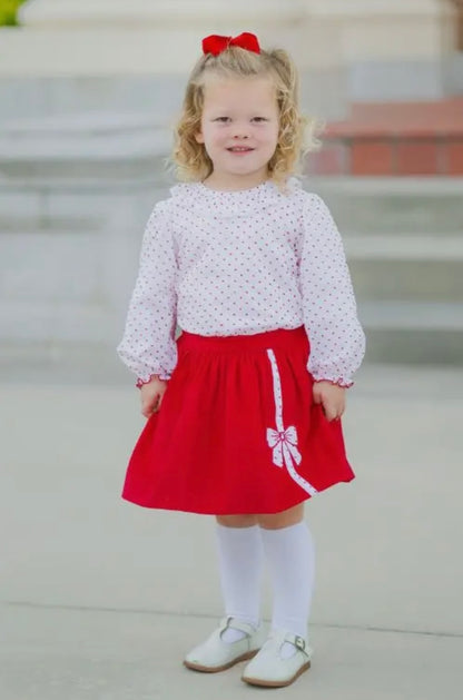 Marco and Lizzy Christmas Red Plumetti Blouse