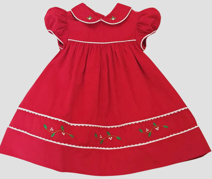 Marco and Lizzy Christmas Red Corduroy Float Dress