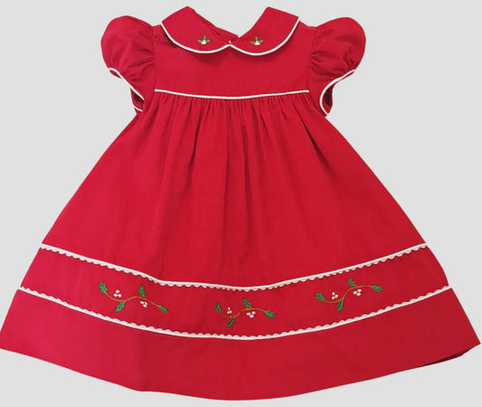 Marco and Lizzy Christmas Red Corduroy Float Dress