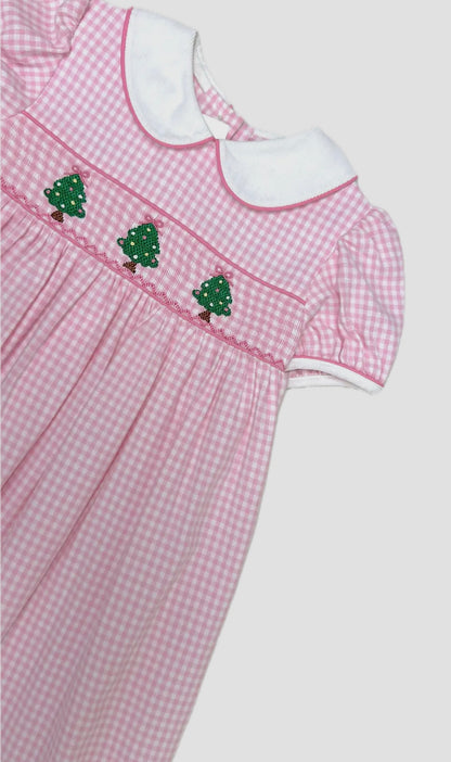 Marco and Lizzy Pink Check Christmas Tree Dress