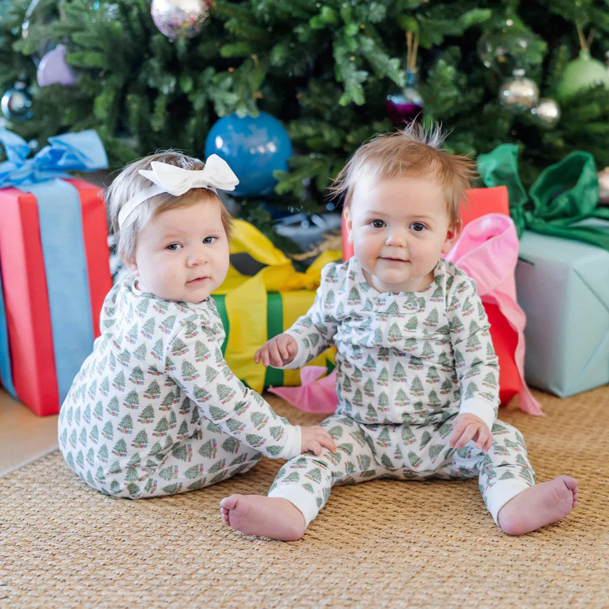 Lila and Hayes Parker Zipper Pajama- Under the Christmas Tree