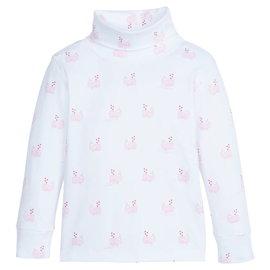 Little English Printed Turtleneck- Pink Whales