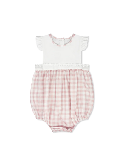 Lullaby Set  Pinafore Bubble- Playful Pink Buffalo Check