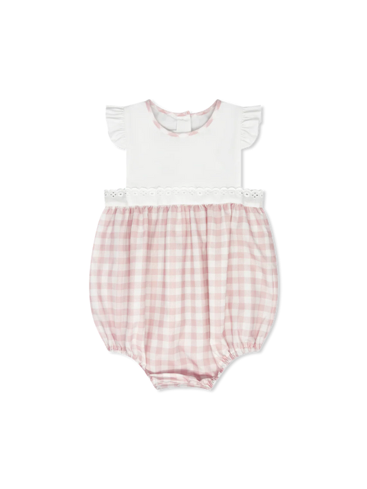 Lullaby Set  Pinafore Bubble- Playful Pink Buffalo Check