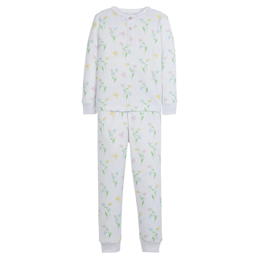 Little English Ruffled Printed Jammies- Butterfly Garden