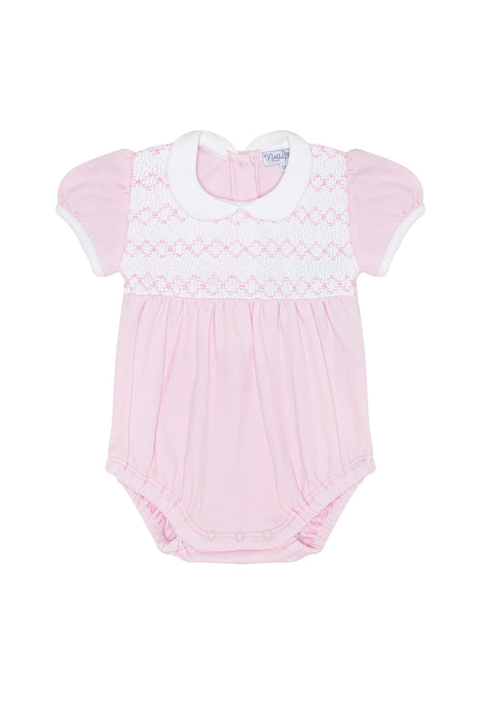 Nella Pima Signature Smocked Girls Bubble- Pink