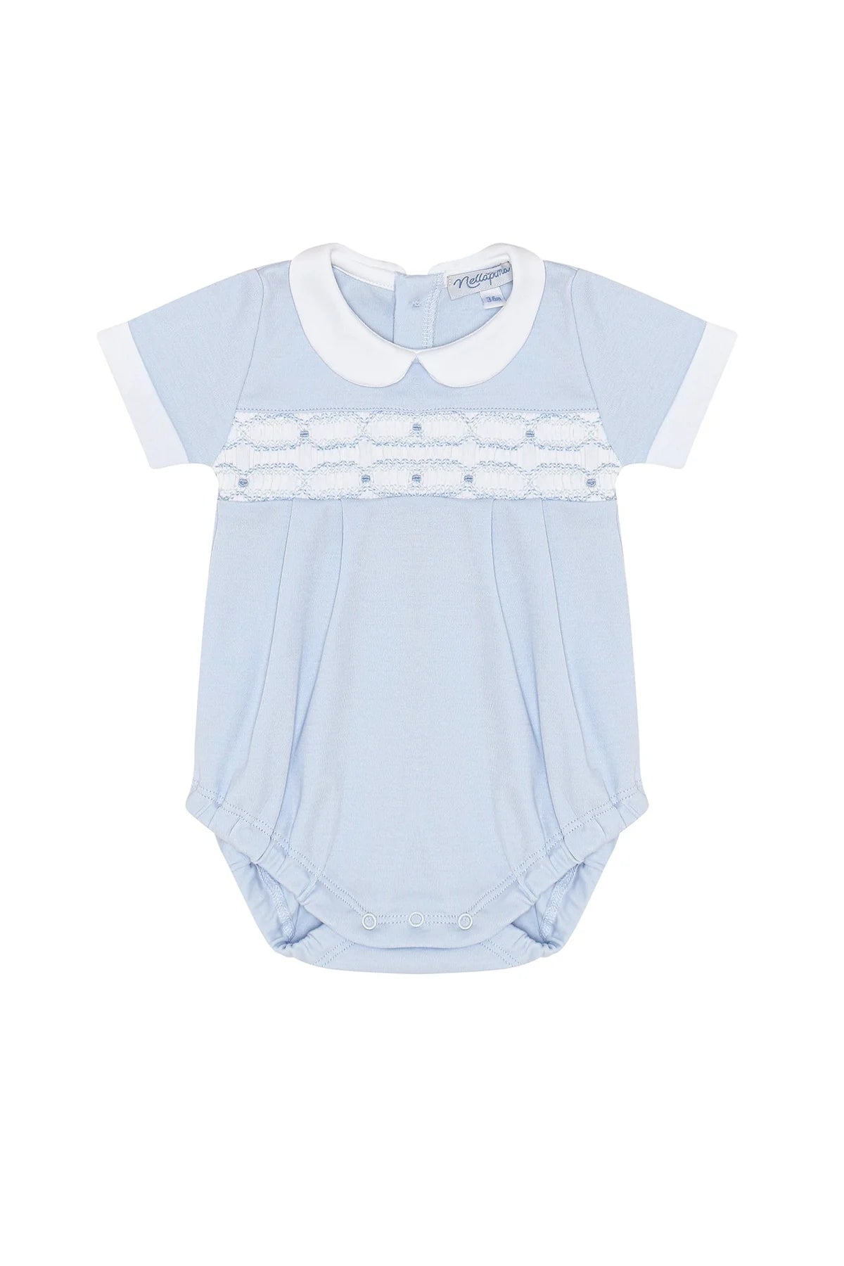 Nella Pima Signature Smocked Boys Bubble- Blue