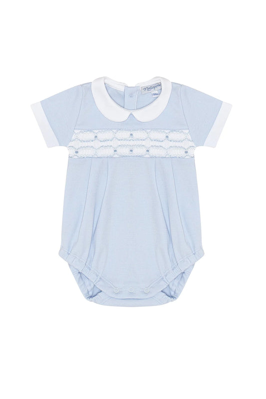 Nella Pima Signature Smocked Boys Bubble- Blue