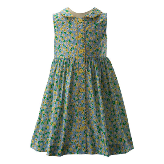 Rachel Riley Wild Daisy Sleeveless Button-Front Dress