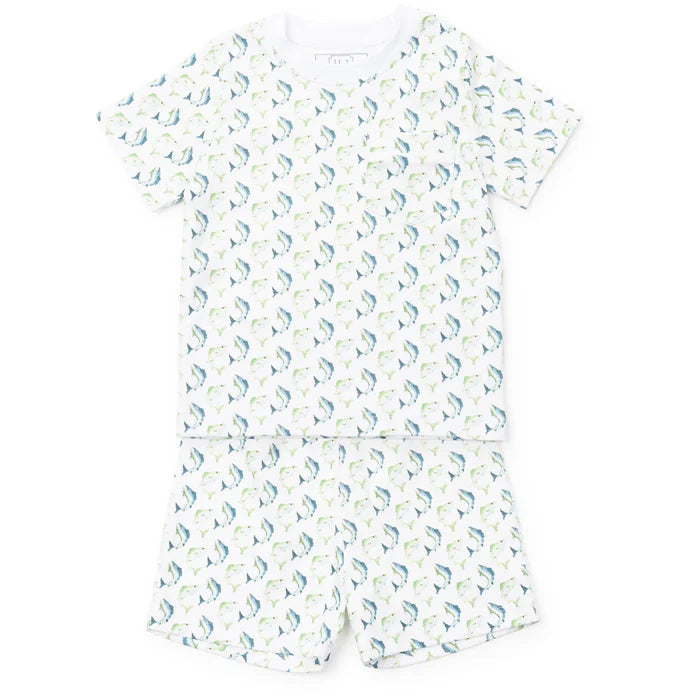 Lila and Hayes Charles Boys Short Set- Jumping Trout