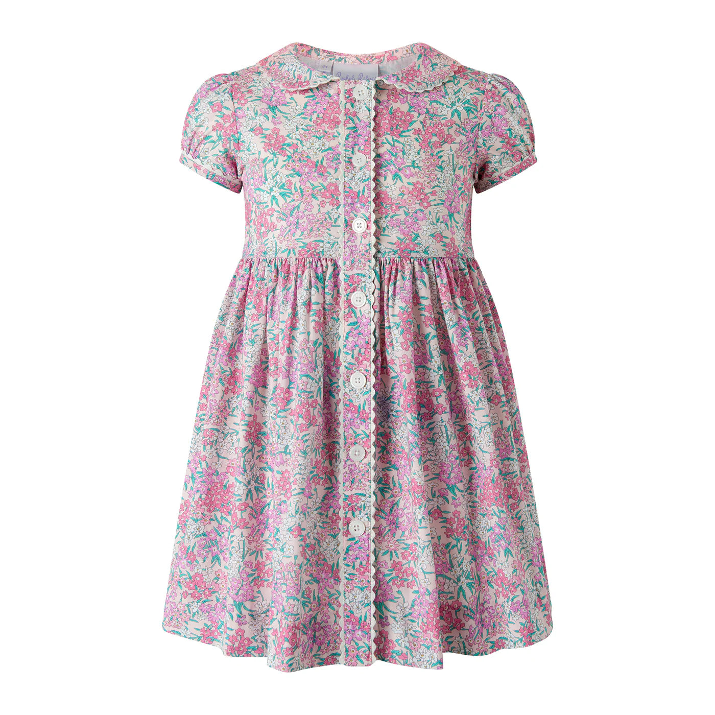 Rachel Riley Pink Floral Button Front Dress
