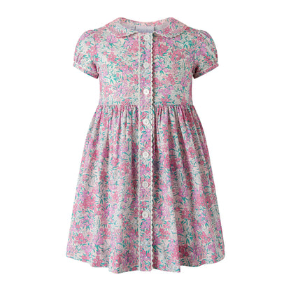 Rachel Riley Pink Floral Button Front Dress