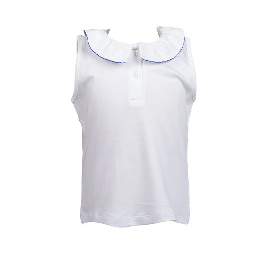 The Proper Peony Sleeveless Top- Navy Trim