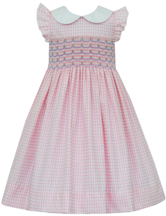 Anavini Pink Brocade Check Dress