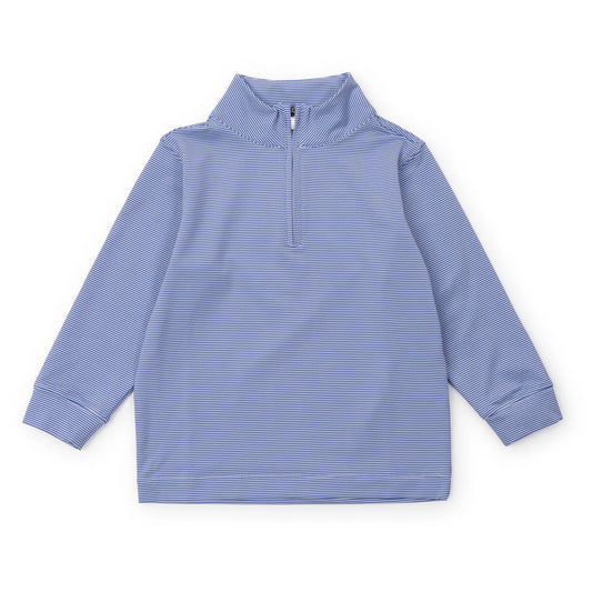 Lila and Hayes Sam Performance Pullover- Blue Stripes