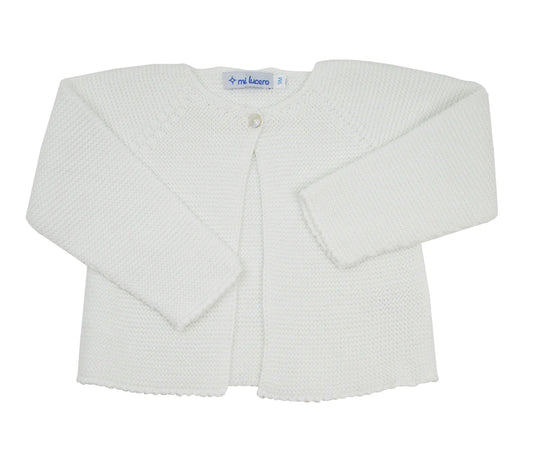 Mi Lucero One Button Sweater- White
