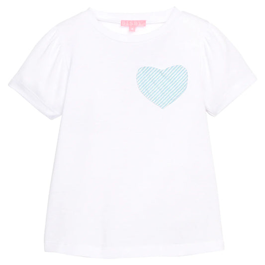 BISBY Essential Tee- Aqua Seersucker Heart