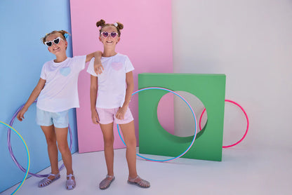 BISBY Essential Tee- Aqua Seersucker Heart