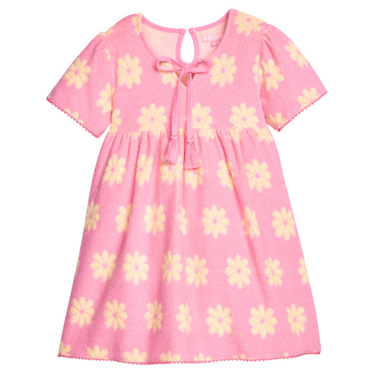 BISBY Riveria Dress- Pink Floral Terry