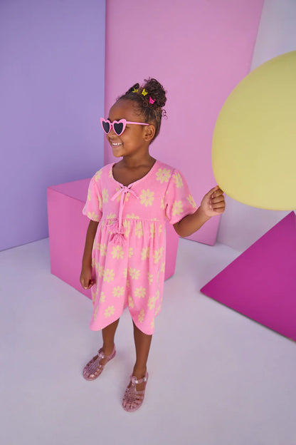 BISBY Riveria Dress- Pink Floral Terry