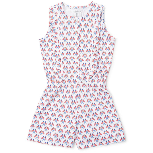 Lila and Hayes Pima Cottom Romper- Stars, Stripes and Bows