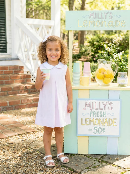 Lullaby Set Caroline Dress- Pink Seersucker