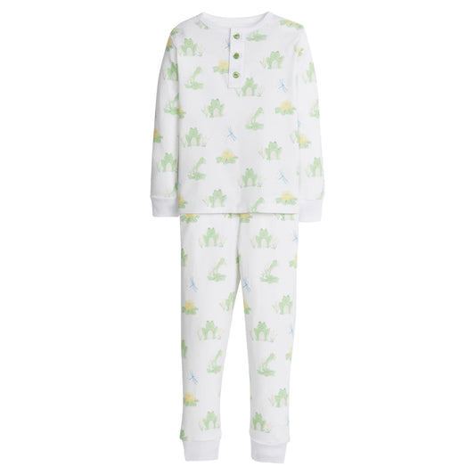 Little English  Printed Jammies- Blue Leap Frogs